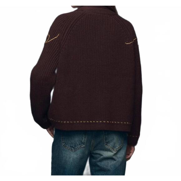 NEW THE GREAT. lasso lodge cardigan in brown - Picture 4 of 6
